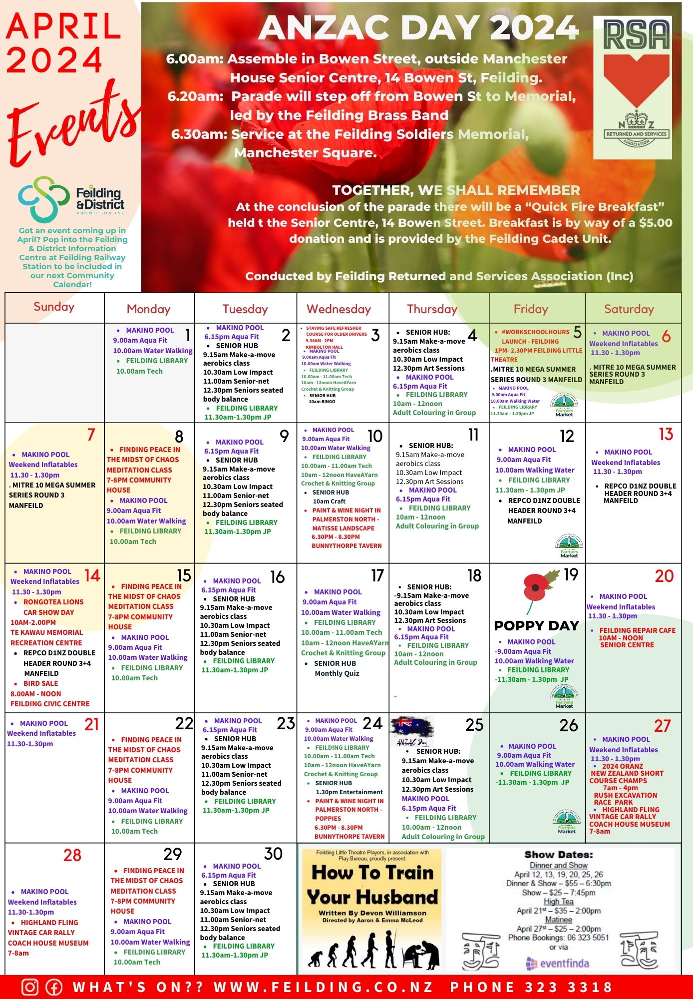 Feilding Manawatu April 2024 Event Calendar