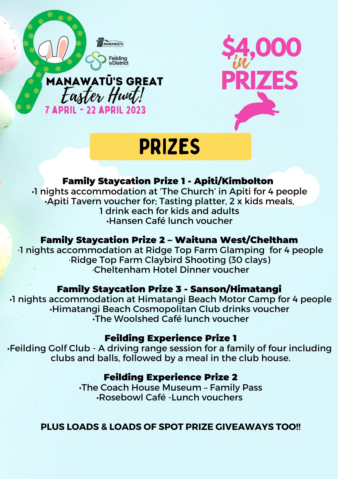 Manawatus Great Easter Hunt 2023 Prizes
